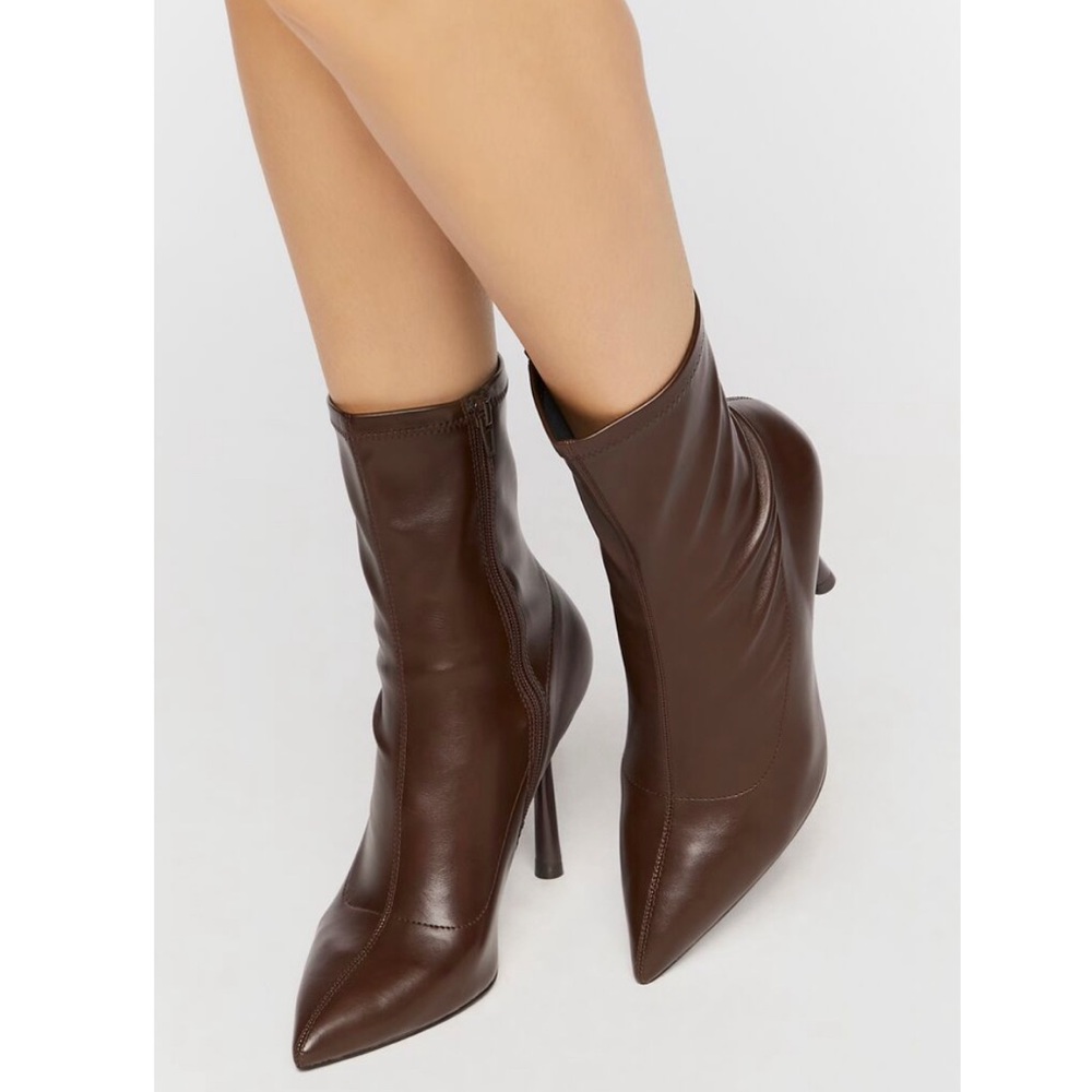 Forever 21 faux leather stiletto booties